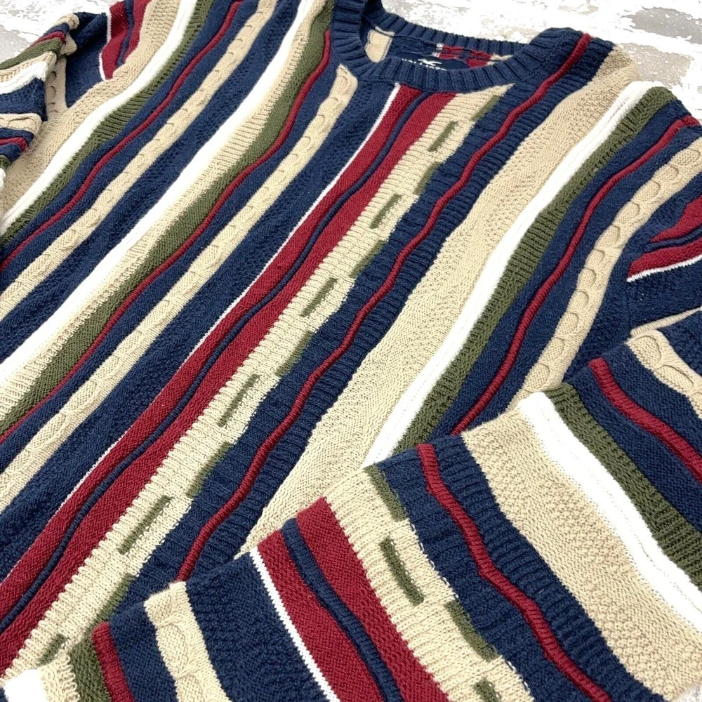 Vintage Y2K Hollister Sweater‎ Men Medium 3D Knit Textured Biggi Cosby Grandpa